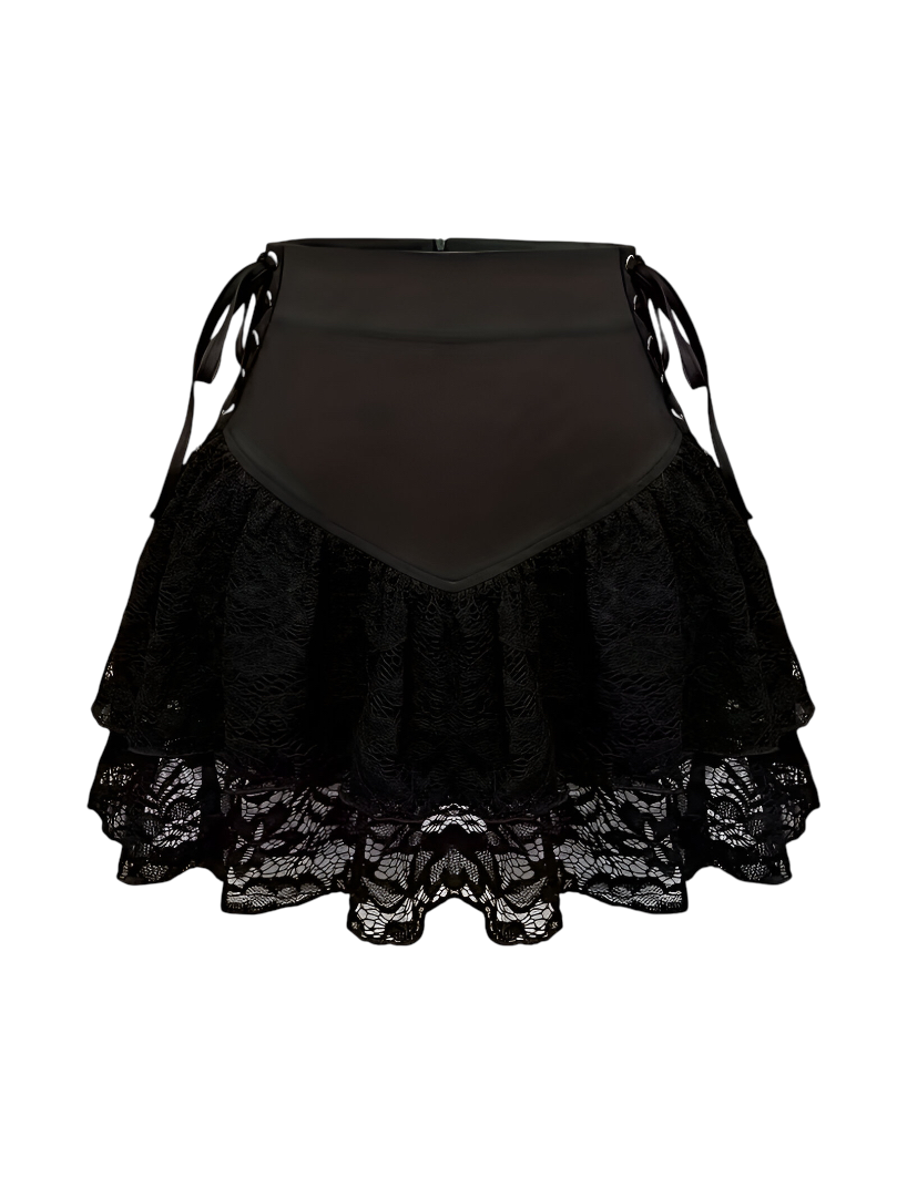 spódniczka z koronkowym patchworkiem