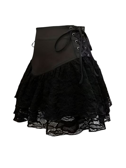 spódniczka z koronkowym patchworkiem